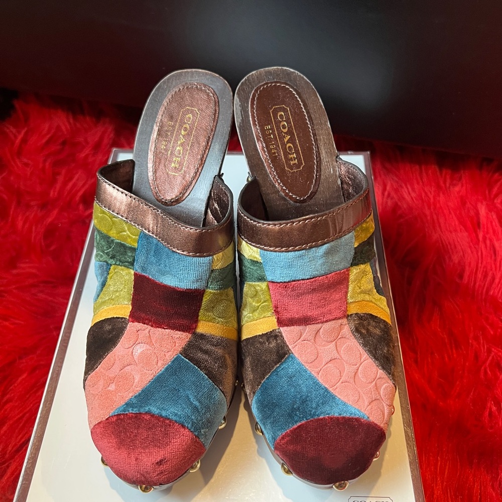Coach Women's Colorful Patchwork Mules